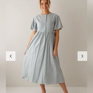 The Main Street Exchange Powder Blue Button Front Midi Dress